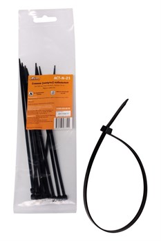 Стяжки (хомуты) кабельные 3,6*200 мм, пластиковые, черные, 10 шт. AIRLINE ACTN21 - фото 10147