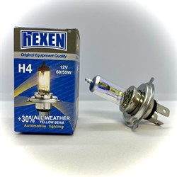 Лампа галогенная HEXEN H4 12V 60/55W ALL WEATHER +30% с улучшенным золотистым светом - фото 10389