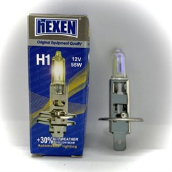 Лампа галогенная HEXEN H1 12V 55W P14,5s All weather +30% 1 шт с улучшенным золотистым светом - фото 11708