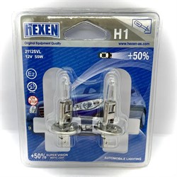 Лампа галогенная комплект HEXEN H1 12V 55W P14,5s Super Vision +50% (BL2) с улучшенным стандартным светом 2112SVL(BL - фото 11712