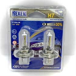 Лампа галогенная комплект HEXEN H7 12V 55W PX26d All Weather +30% (BL2) с улучшенным золотистым светом 2712ALLW(B - фото 11741