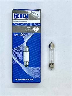 Лампа указательная HEXEN T10,5 12V 10W SV8,5-8, 11х41мм, 1 шт 4364 - фото 11812