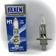 Лампа галогенная HEXEN H1 12V 55W P14,5s Prime +30% 1 шт с улучшенным стандартным светом
