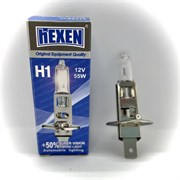 Лампа галогенная HEXEN H1 12V 55W P14,5s Super Vision +50% 1 шт с улучшенным стандартным светом