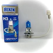 Лампа галогенная HEXEN H3 12V 55W Pk22s Super Blue +30% 1 шт с улучшенным холодным светом