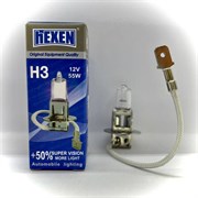 Лампа галогенная HEXEN H3 12V 55W Pk22s Super Vision +50% 1 шт с улучшенным стандартным светом