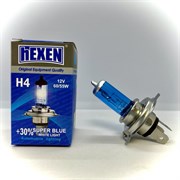 Лампа галогенная HEXEN H4 12V 60/55W P43t Super Blue +30% 1 шт с улучшенным холодным светом