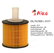 Фильтр масляный TOYOTA двигателя 1.6 (1ZR-FAE), 1.8 (2ZR-FAE) Aiko O-117