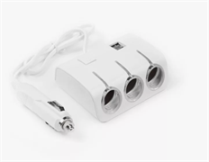 Разветвитель прикуривателя 3 гнезда + 2 USB (1,2A), 12/24V, OLESSON кнопка, подсветка, белый