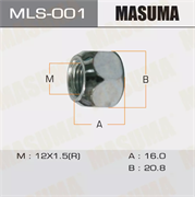 Гайка крепления колеса Mazda 121/323/626/3/5/6, Toyota Carina/Corolla/RAV 4/Avensis 85> MASUMA MLS-001 MLS-001