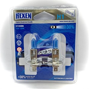 Лампа галогенная комплект HEXEN H1 12V 55W P14,5s, SUPER BLUE +30% (BL2) с улучшенным холодным светом